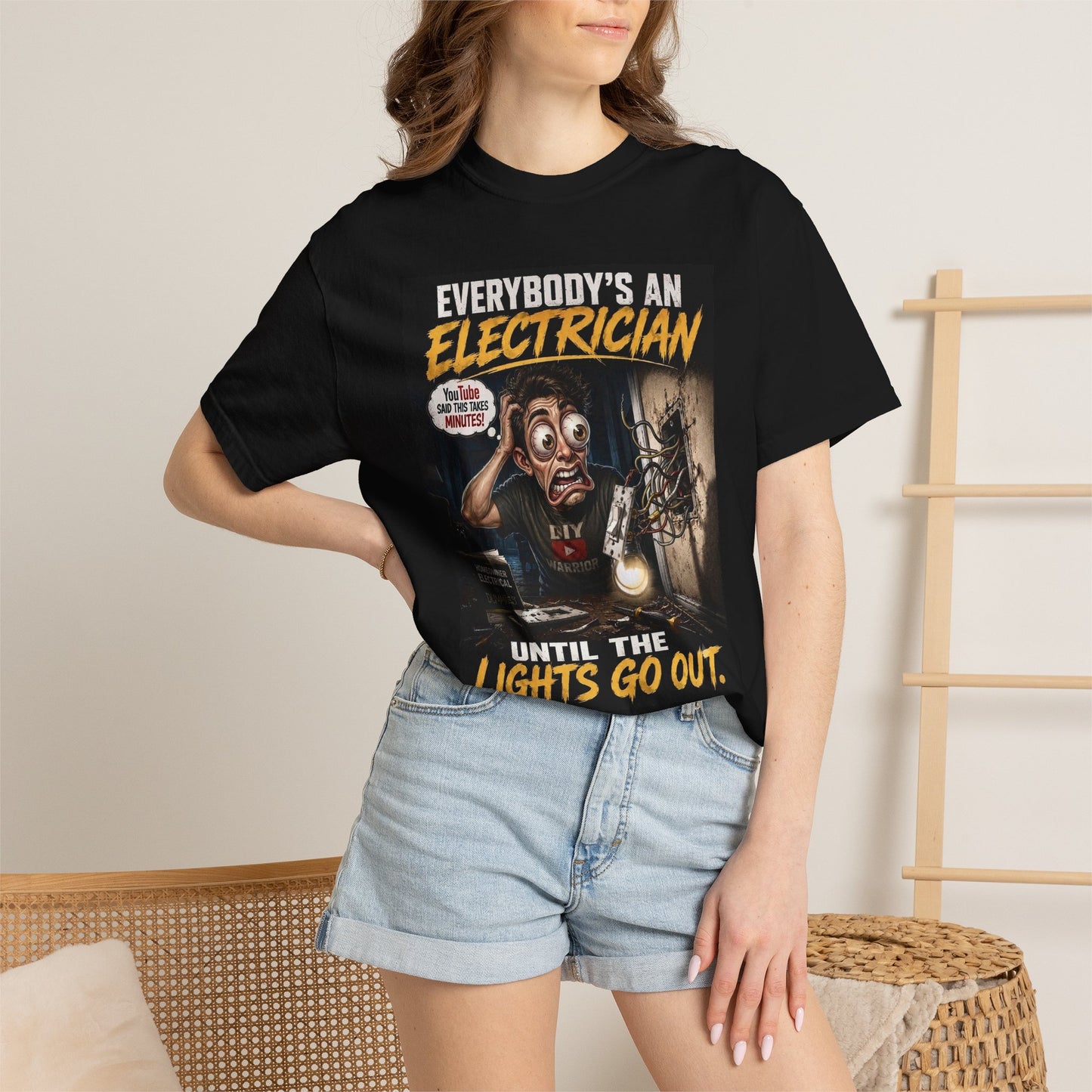 Electrician T-Shirt — "Everybody's An Electrician Until The Lights Go Out" Graphic Tee