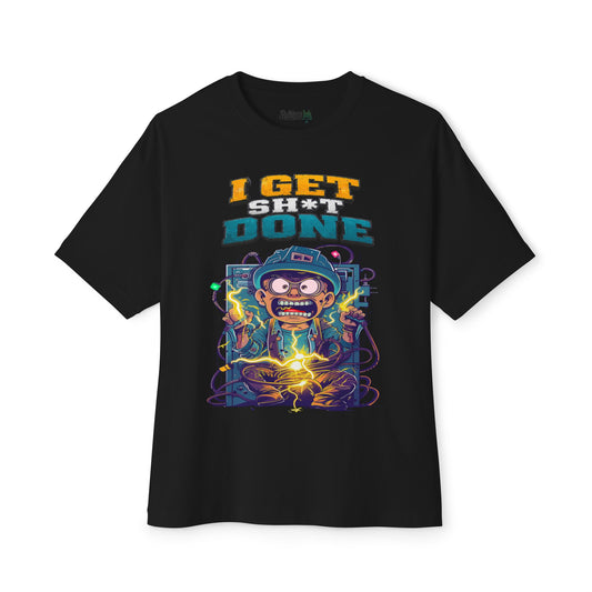 I Get Shit Done Shirt — Funny Apprentice Electrician Graphic Tee, Vintage Cartoon Boxy Streetwear T-Shirt
