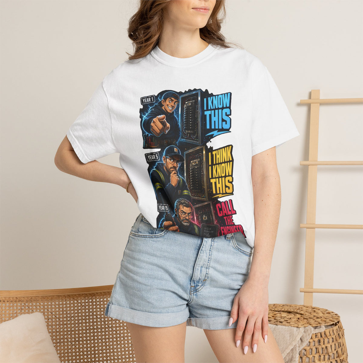 Funny Electrician Shirt - Confidence, Doubt, Call the Engineer