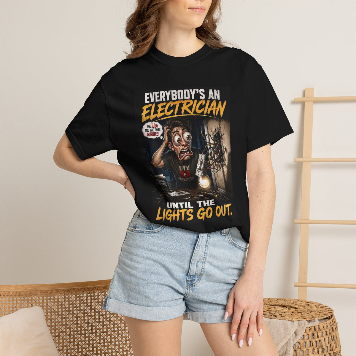 Electrician T-Shirt — "Everybody's An Electrician Until The Lights Go Out" Graphic Tee
