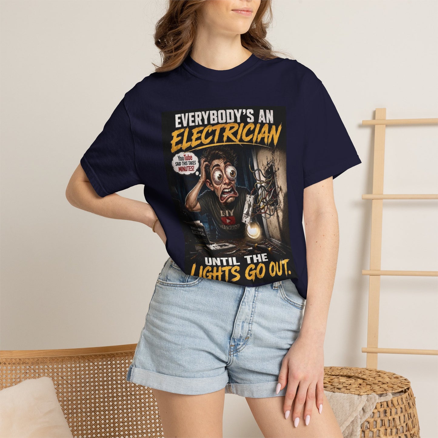 Electrician T-Shirt — "Everybody's An Electrician Until The Lights Go Out" Graphic Tee
